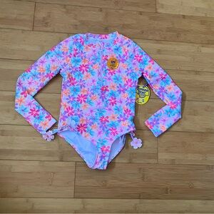 NWT Girls Size 7-8 Banana Boat Flower Print Rash Guard Swimsuit